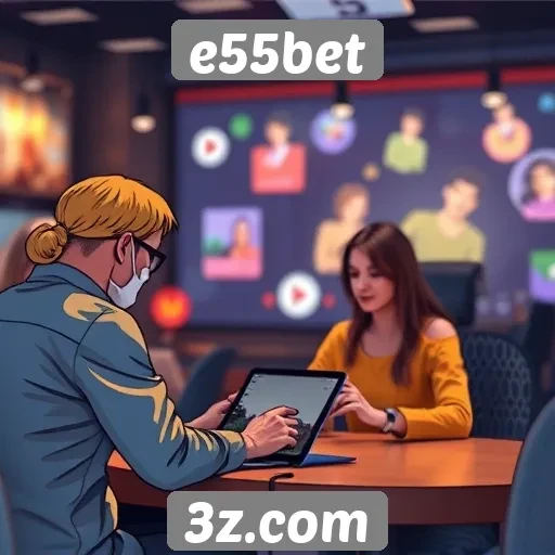 Interação do usuário no site e55bet